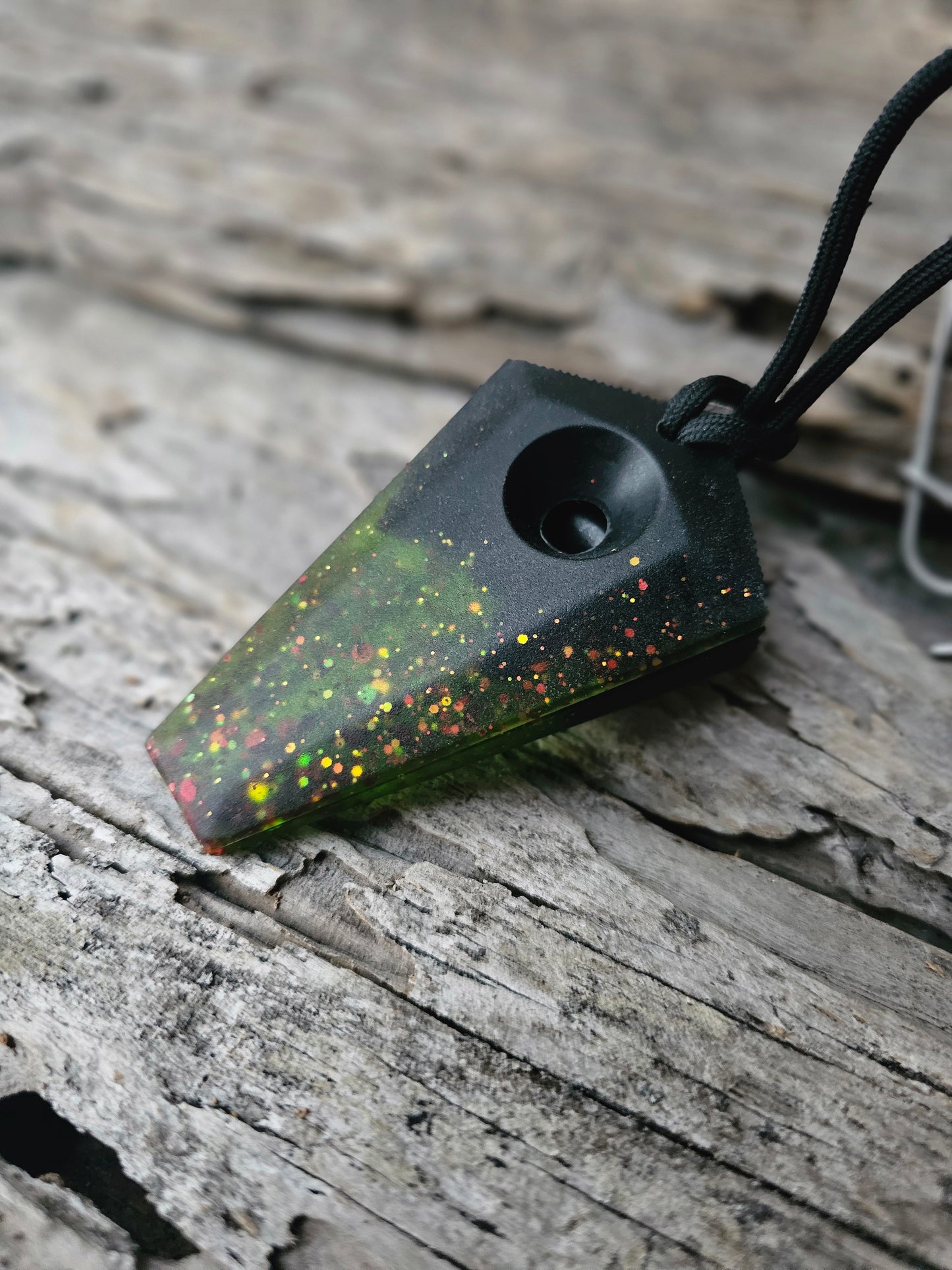 Pintail - Black and Green and holo glitter -GREEN GHOST