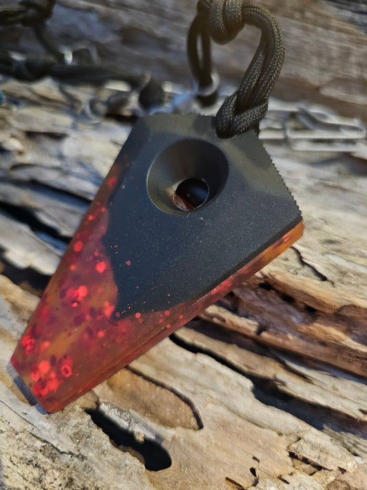 Pintail - Black and Bourbon and red splatter holo glitter