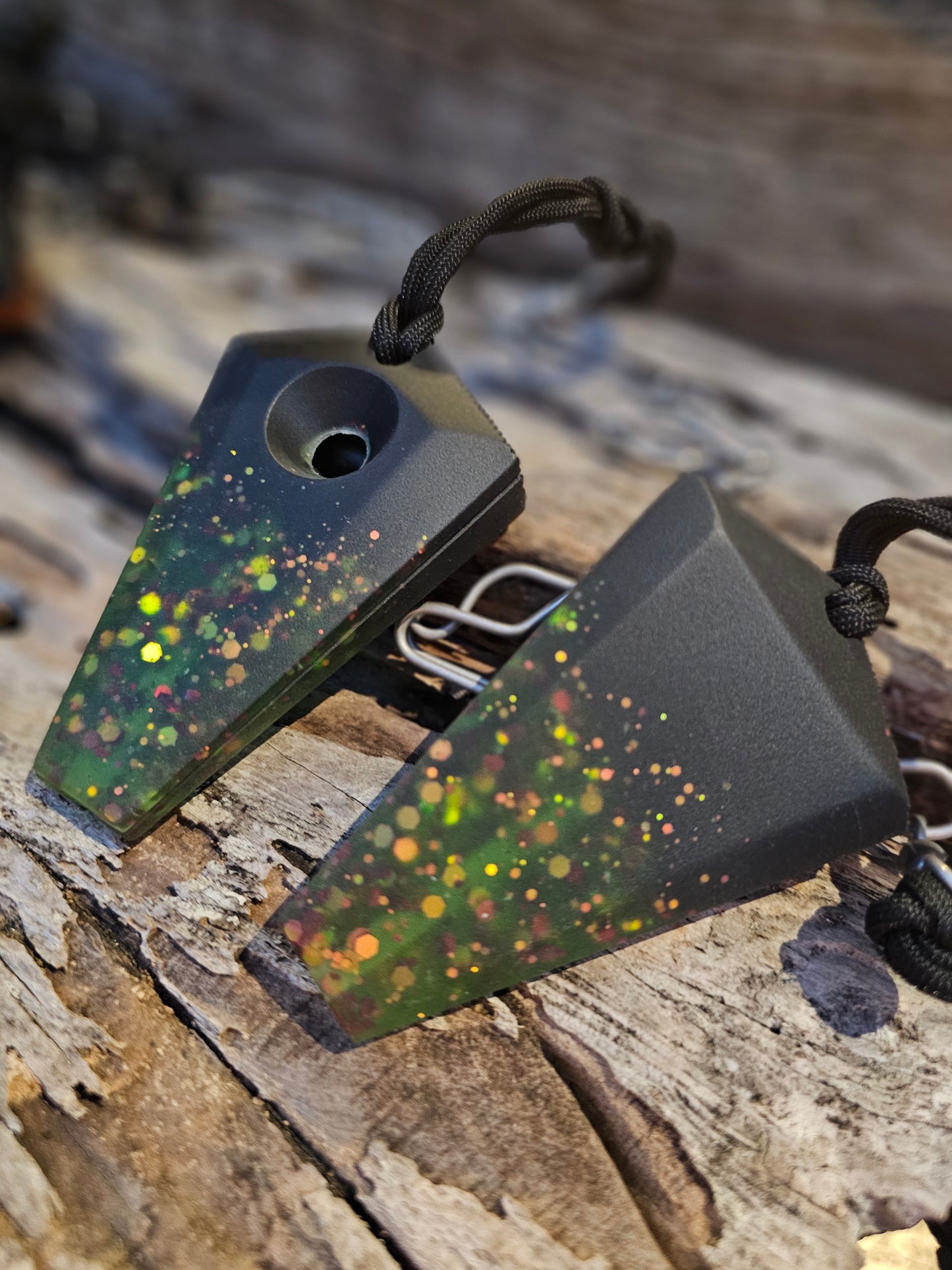 Pintail - Black and Green and holo glitter -GREEN GHOST